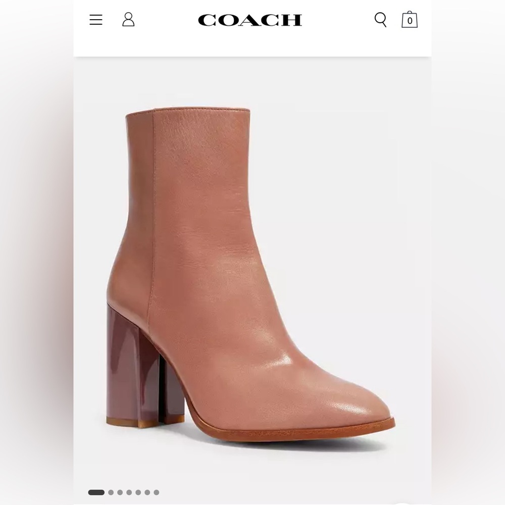 New in box Coach Brielle leather booties ankle boots light pink brown size 8